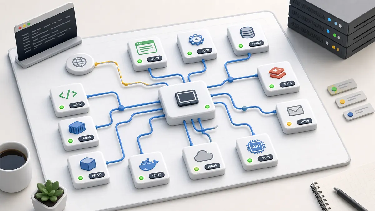 A technical routing board for common localhost ports and local services